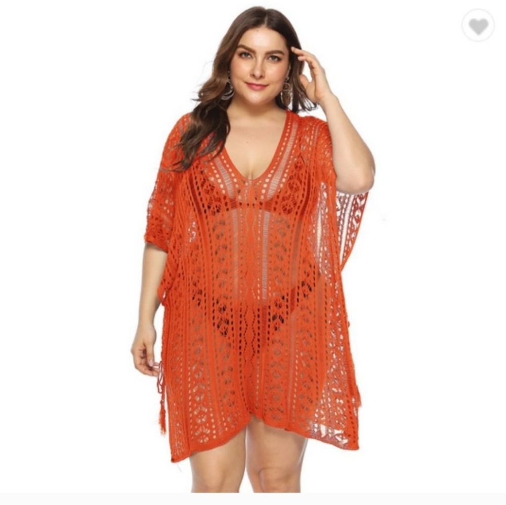 Hollow out v-neck loose beach...
